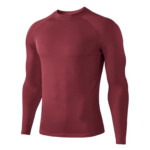HUGE SPORTS Herren Thermo Unterhemd Langarm Thermounterwäsche Oberteile Atmungsaktiv Langarmshirt für Winter Outdoor Kastanienbraun XL von HUGE SPORTS
