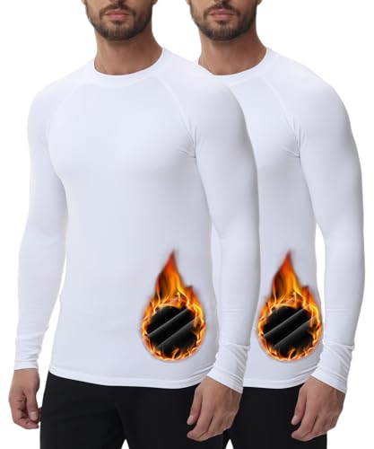 HUGE SPORTS Herren Thermo Unterhemd Langarm Thermounterwäsche Oberteile Atmungsaktiv Langarmshirt für Winter Outdoor Running von HUGE SPORTS