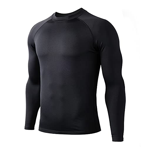 HUGE SPORTS Herren Thermo Unterhemd Langarm Thermounterwäsche Oberteile Atmungsaktiv Langarmshirt für Winter Outdoor Schwarz 2XL von HUGE SPORTS