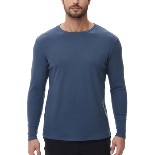 HUGE SPORTS Herren Thermoshirt Langarm Innenfleece Thermounterwäsche Oberteile Warme Funktionsunterwäsche Winter (Blau,L) von HUGE SPORTS