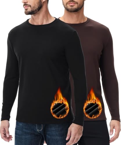 HUGE SPORTS Herren Thermoshirt Langarm Innenfleece Thermounterwäsche Oberteile Warme Funktionsunterwäsche Winter von HUGE SPORTS