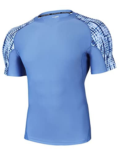 HUGE SPORTS Kurzarm Schwimmshirt Herren Splice Skins Rashguard Shirt Schnelltrocknend Sonnenschutz Blauer Fleck L von HUGE SPORTS