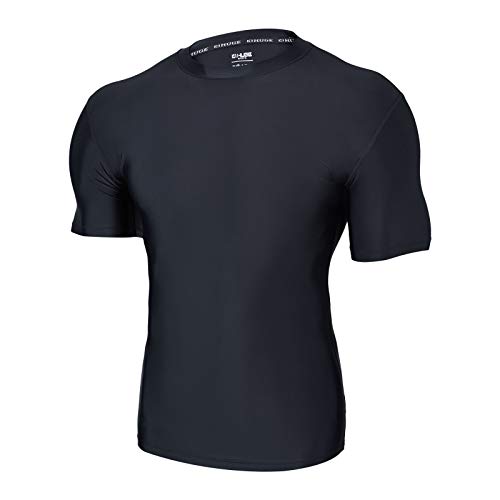 HUGE SPORTS Kurzarm Schwimmshirt Herren Splice Skins Rashguard Shirt Schnelltrocknend Sonnenschutz Schwarz XL von HUGE SPORTS