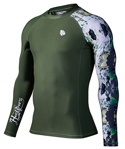 HUGE SPORTS Rash Guard Shirt für Herren mit Langarm Sonnenschutz Schnelltrocknend Surf Schwimmshirt Badeshirt Aborigines L von HUGE SPORTS
