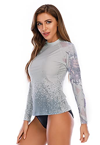 HUGE SPORTS Rash Guard für Damen Rashguard Langarm Bademode Shirts Schnell Trocknender Swimsuit (Hai, 3XL) von HUGE SPORTS