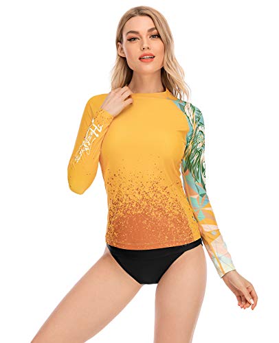 HUGE SPORTS Rash Guard für Damen Rashguard Langarm Bademode Shirts Schnell Trocknender Swimsuit (King Kong, L) von HUGE SPORTS