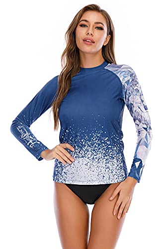 HUGE SPORTS Rash Guard für Damen Rashguard Langarm Bademode Shirts Schnell Trocknender Swimsuit (Wolf, L) von HUGE SPORTS