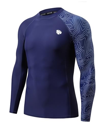 HUGE SPORTS Rashguard Shirt Herren Langarm Rash Guard Sonnenschutz Surf Schwimmshirt Badeshirt(Patriot Blue,S) von HUGE SPORTS