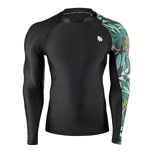 HUGE SPORTS Rashguard Shirt Herren Langarm Rash Guard Sonnenschutz Surf Schwimmshirt Badeshirt Leopard 3XL von HUGE SPORTS