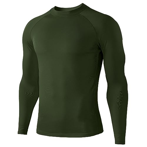 HUGE SPORTS Thermoshirt Herren Langarm Innenfleece Langarmshirt Funktionswäsche für Winter Ski Grün 3XL von HUGE SPORTS