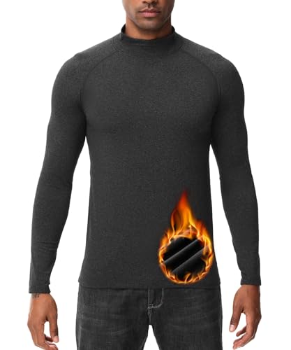 HUGE SPORTS Thermounterwäsche für Männer Rollkragen Langarm Thermohemden Fleece gefüttert Base Layer Thermounterwäsche Top von HUGE SPORTS