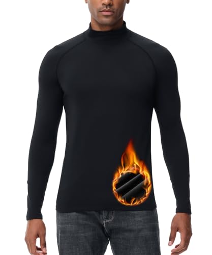 HUGE SPORTS Thermounterwäsche für Männer Rollkragen Langarm Thermohemden Fleece gefüttert Base Layer Thermounterwäsche Top von HUGE SPORTS