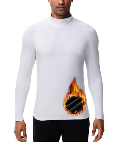 HUGE SPORTS Thermounterwäsche für Männer Rollkragen Langarm Thermohemden Fleece gefüttert Base Layer Thermounterwäsche Top von HUGE SPORTS