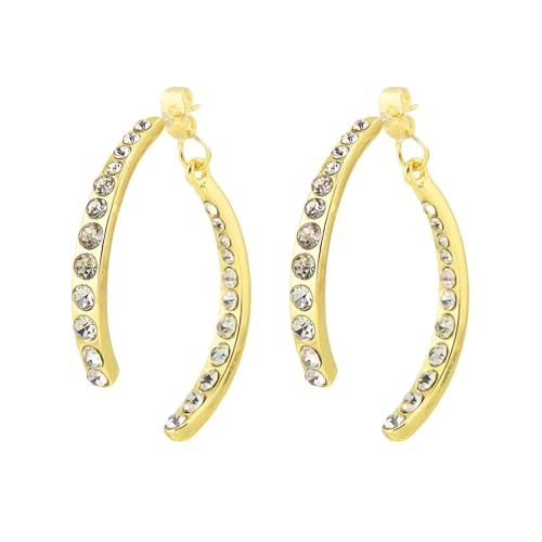 HUGE TOMATO Chic vorne und hinten Fischschwanz Kreuz Drop Ohrstecker künstlichen Kristall Kreuz gebogene Ohrringe mit S925 Sterling Silber Pin für Frauen Mädchen Gesche von HUGE TOMATO