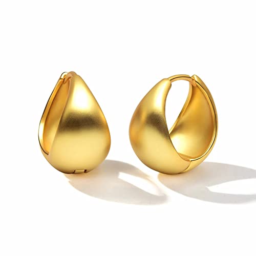 HUEGTOMATO 18K Vergoldet Creolen Gold Ohrringe Damen, Hypoallergen Kleine Klobige Ohrringe，Ohrringe hängend nickelfrei，Dicke Creolen Kleine Huggie Ohrring Geschenke fur Damen Mädchen von HUGE TOMATO