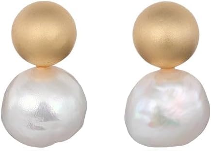 HUGETOMATO Barockperlen Ohrstecker mit 925er Silber-Post, Echte Süßwasser-Barockperlen (8mm) & Handgefertigt, Elegante Perlenohrringe für Damen, Hypoallergen, Hochzeit, Alltag, Geschenk von HUGE TOMATO