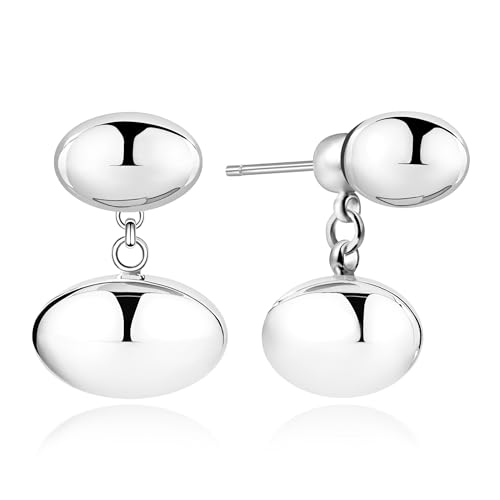 HUGE TOMATO Gold Silber Bohne Ohrring Jacken Metallic Vibe vorne und hinten Tropfen Ohrringe mit S925 Silber Pin,Weihnachtsgeschenke Geburtstagsgeschenk für Frauen von HUGE TOMATO