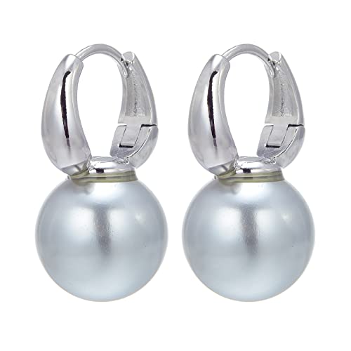 HUGE TOMATO Große Perlenohrringe für Damen, elegante große simulierte rosa Perlenohrringe mit zierlichem Gold-925-Sterlingsilber-Reif, niedliche Ohrringe von HUGE TOMATO