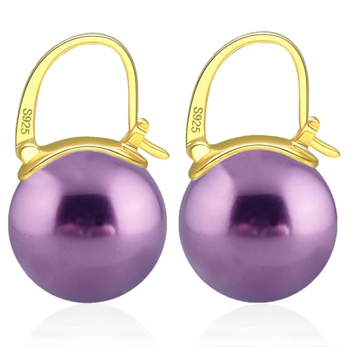 Huge Tomato Perlenohrringe, Ohrhänger mit Perlen, 14mm große Perlenohrringe mit Sterlingsilber, 14K Gold überzogener Verschluss, elegantes Geschenk für Frauen von HUGE TOMATO