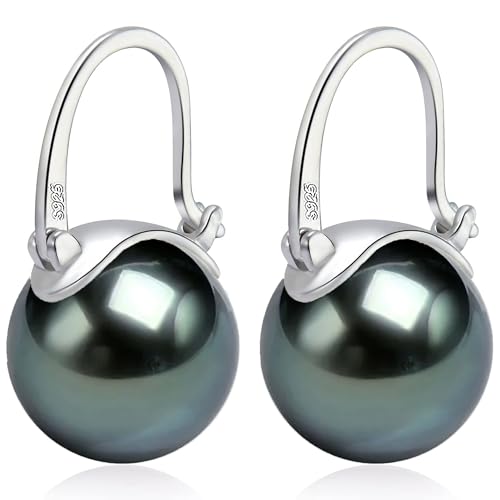 Huge Tomato Damen Perlenohrringe Ohrhänger mit 14mm großen Perlen und 925 Sterlingsilber Verschluss elegante Ohrringe als Geschenk für Frauen von HUGE TOMATO