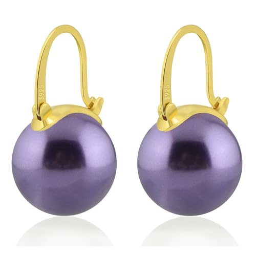 Huge Tomato Perlenohrringe, Ohrhänger mit Perlen, 14mm große Perlenohrringe mit Sterlingsilber, 14K Gold überzogener Verschluss, elegantes Geschenk für Frauen von HUGE TOMATO