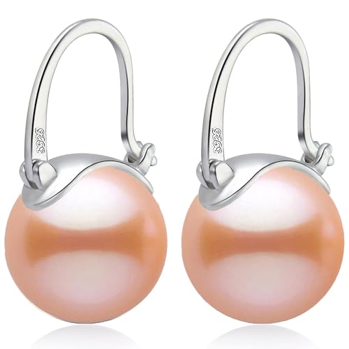 Huge Tomato Damen Perlenohrringe Ohrhänger mit 14mm großen Perlen und 925 Sterlingsilber Verschluss elegante Ohrringe als Geschenk für Frauen von HUGE TOMATO