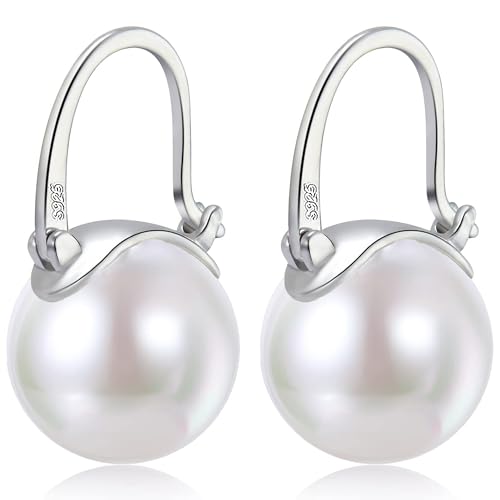 Huge Tomato Perlenohrringe, Perle Tropfen Ohrringe, 12mm elegante große Perlenohrringe Silber 925 14K Gold überzogene Schließe für Frauen Mode, Creole für Geschenk von HUGE TOMATO