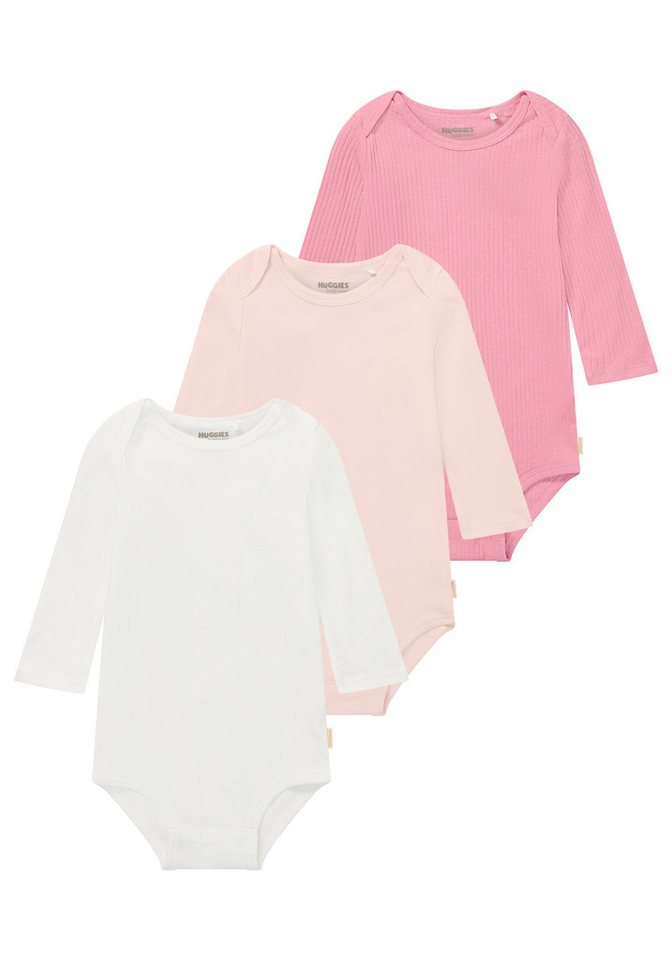 HUGGIES babywear Langarmbody HUGB 3PK BODYSUIT (Packung, 3-tlg) 3er-Pack, in Ripp-Optik von HUGGIES babywear