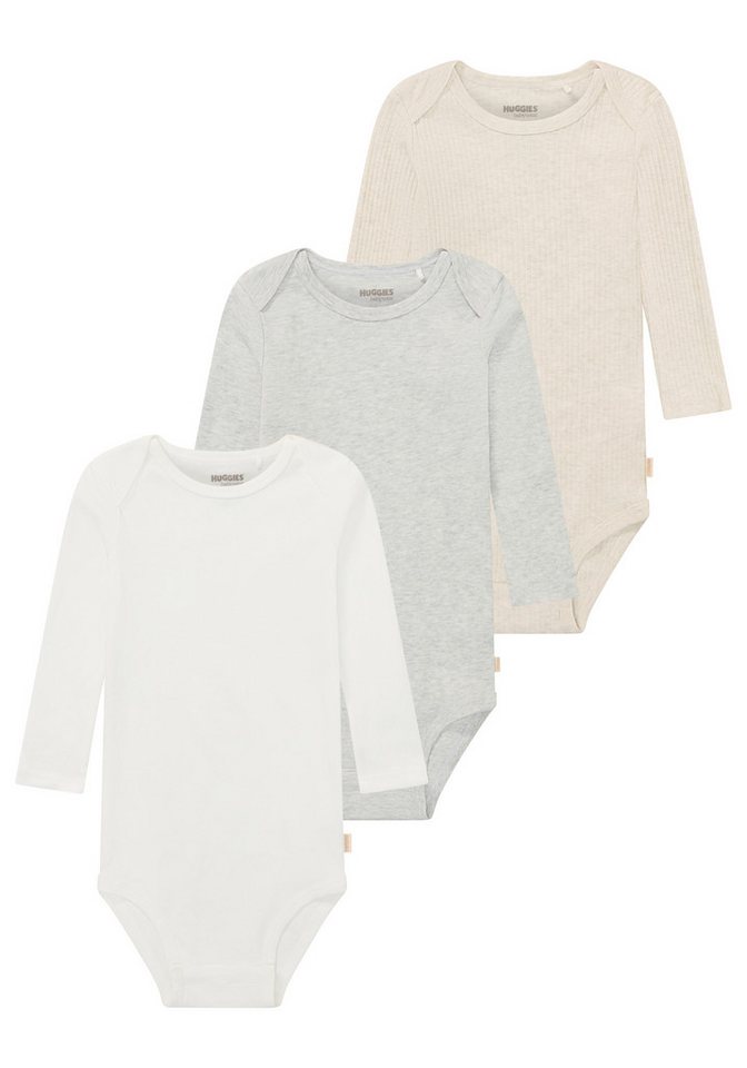 HUGGIES babywear Langarmbody HUGB 3PK BODYSUIT (Packung, 3-tlg) 3er-Pack, in Ripp-Optik von HUGGIES babywear