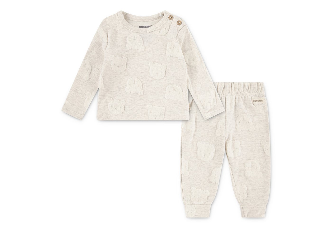 HUGGIES babywear Langarmshirt & Hose HUGB PANT SET (Set, 2-tlg) mit Bärchen-Motiv, melierte Optik von HUGGIES babywear