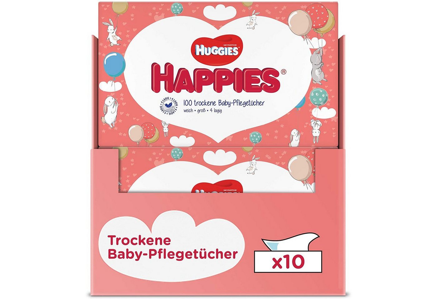 HUGGIES Windeln Happies trockene Baby-Pflegetücher, weich, 10 x 100 Babytücher von HUGGIES