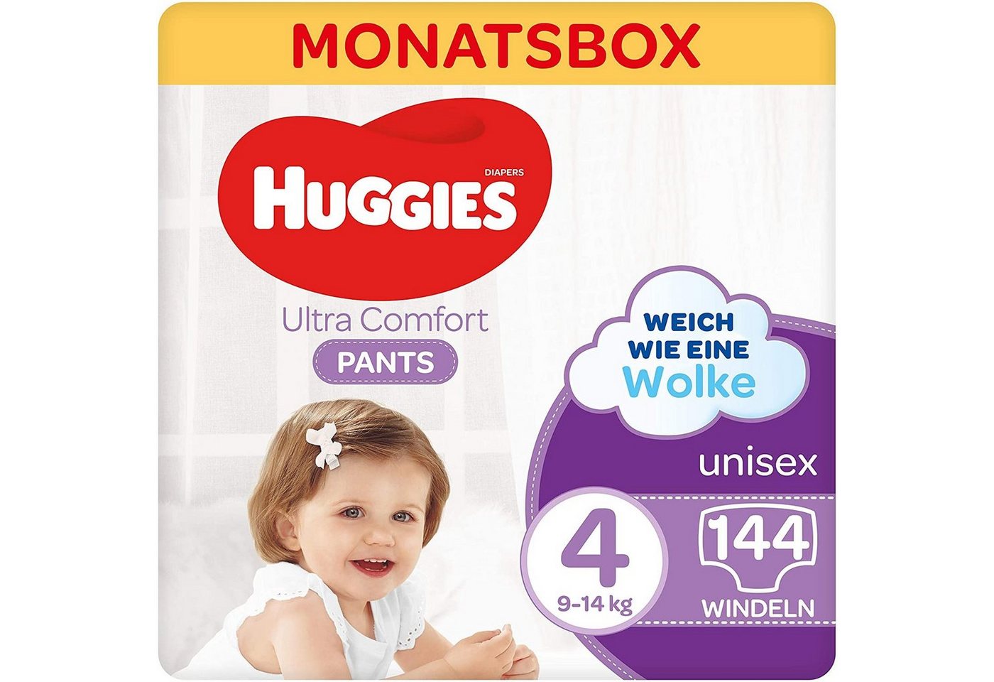 HUGGIES Windeln Ultra Comfort Pants Größe 4 (9-14 kg), 144 St., Baby-Windeln von HUGGIES