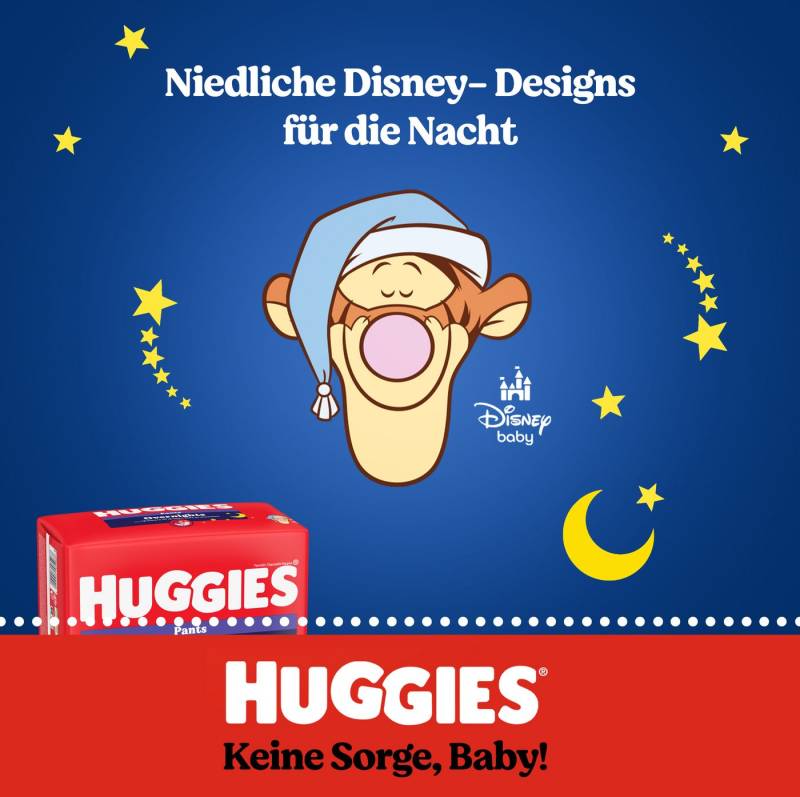 HUGGIES Windeln Overnight Pants Größe 4 (9-14 kg), Nachtwindeln 104 Stk von HUGGIES