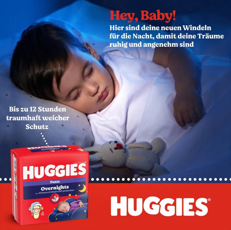 HUGGIES Windeln Overnight Pants Größe 5 (12-17 kg) Nachtwindeln 96 Stk von HUGGIES
