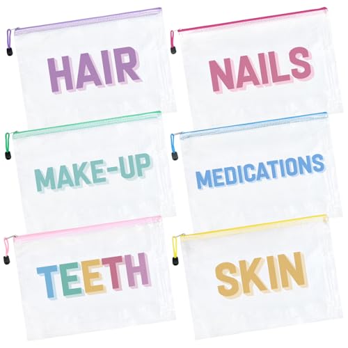 HUGNOW Kosmetiktasche für Damen, Haare, Nägel, Zähne, Make-up, Haut, Größe M, 6 Stück HUGNOW Kosmetiktasche für Damen, Haare, Nägel, Zähne, Make-up, Haut, Größe M, 6 Stück von HUGNOW