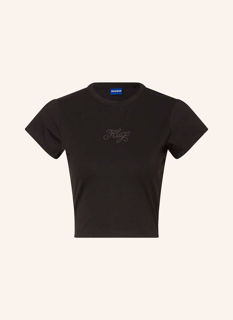 Hugo Cropped-Shirt Dome Mit Schmucksteinen schwarz von HUGO