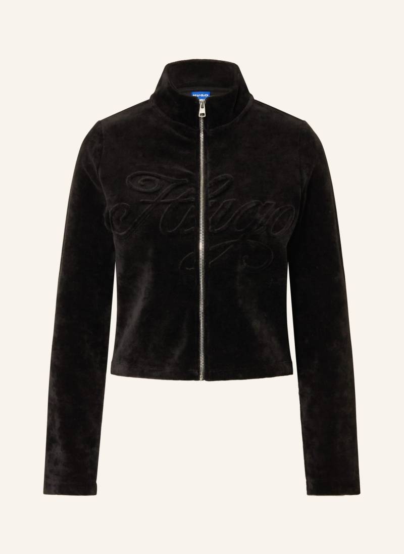 Hugo Sweatjacke Dessie Aus Samt schwarz von HUGO