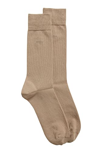 BOSS Herren 2P RS Uni CC Mittelhohe Socken aus elastischem Baumwoll-Mix im Zweier-Pack Beige 39-42 von HUGO BOSS