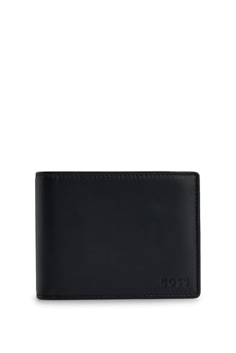 BOSS Herren Arezzo Klapp-Geldbörse aus Leder mit Logo-Prägung und Münztasche Schwarz Stck von HUGO BOSS