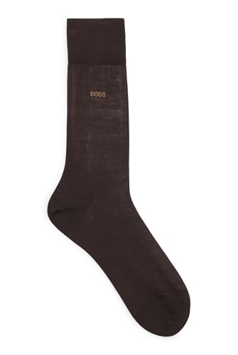 BOSS Herren George RS Uni MC Mittelhohe Logo-Socken aus ägyptischer Baumwolle mit merzerisiertem Finish Dunkelbraun 41-42 von HUGO BOSS