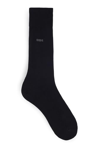 BOSS Herren George RS Uni MC Mittelhohe Logo-Socken aus ägyptischer Baumwolle mit merzerisiertem Finish Schwarz 45-46 von HUGO BOSS
