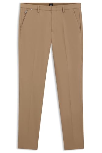 BOSS Herren Kaito1 T Slim-Fit Hose aus elastischem Baumwoll-Mix Hellbeige 54 von HUGO BOSS
