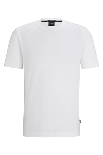 BOSS Herren Thompson 01 T-Shirt aus Baumwoll-Jersey mit gummiertem Logo-Print Weiß XXL von BOSS