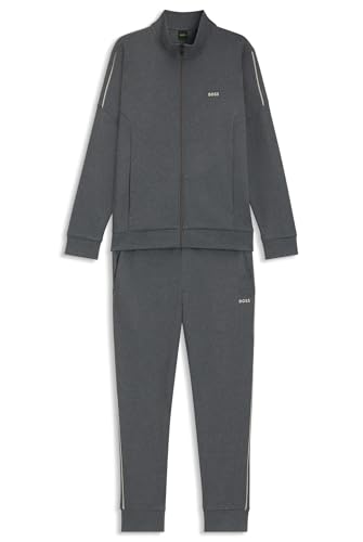 BOSS Herren Tracksuit Set AMZ IN Trainingsanzug aus Interlock-Baumwolle mit Logo-Details Grau M von BOSS
