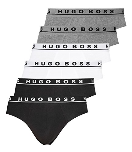 BOSS Hugo Herren Slips Briefs Unterhosen 50325402 6er Pack, Farbe:Mehrfarbig, Wäschegröße:2XL, Artikel:-999 Black/Grey/White von HUGO BOSS