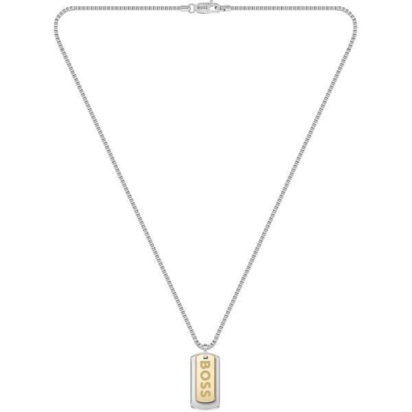 HUGO BOSS - Boss Doppel-Plaketten-Halskette Edelstahl, Silber / Gold von HUGO BOSS