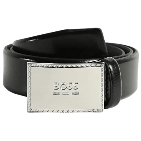 HUGO BOSS - Boss Gürtel Jinko, Schwarz-Silber von HUGO BOSS