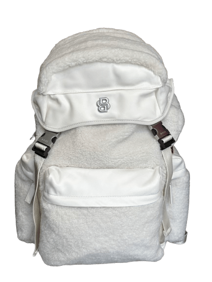 HUGO BOSS - Boss Icon Backpack, Rucksack aus Teddy, Weiß von HUGO BOSS