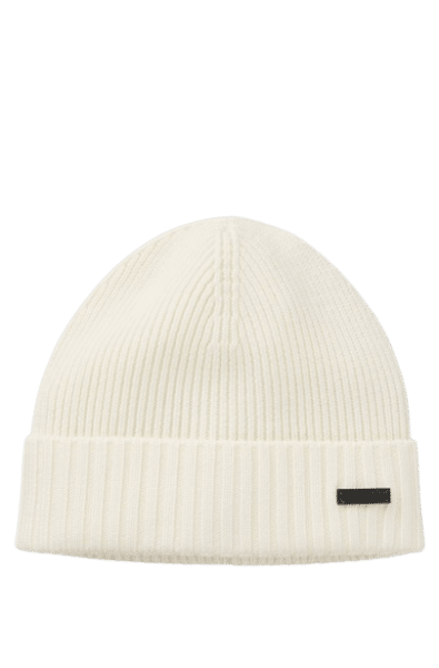 HUGO BOSS - Boss Mütze aus Schurwolle mit Logo-Applikation, Weiß von HUGO BOSS