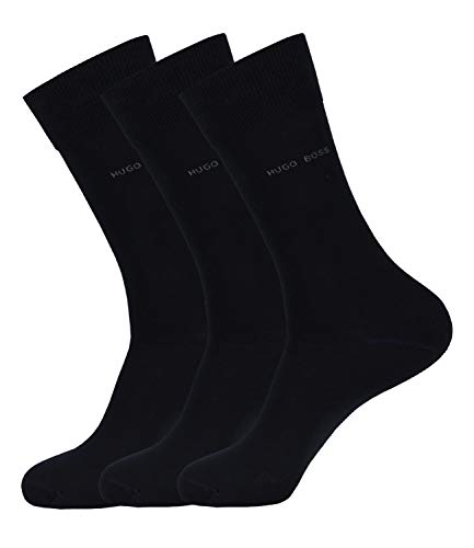 HUGO BOSS Herren Socken Strümpfe Business George RS Uni 50388433 3 Paar, Farbe:Schwarz, Größe:45-46, Menge:3 Paar (3x 1 Paar), Artikel:-001 black von HUGO BOSS